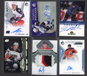NHL Auto Card Lot (20) with RPA and SN 1998-2019 Upper Deck MVP SP Future Watch UD Black Engrained Stature Allure Panini Contenders front